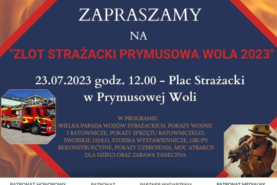 Zaproszenie na zlot strażacki Prymusowa Wola 2023