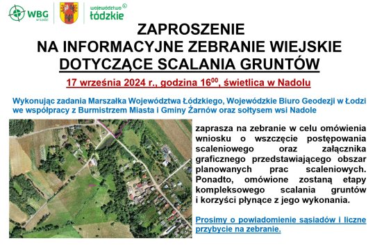 Zebranie wiejskie w Nadolu w dniu 17.09.2024 r. dotyczące scalania gruntów