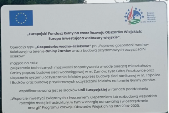 Tablica informacyjna - Przydomowe Oczyszczalnie Ścieków