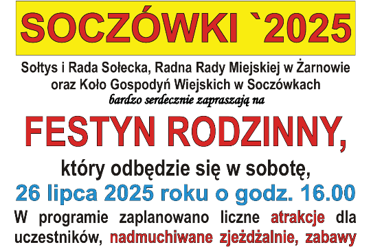 Festyn Rodzinny w Soczówkach w dniu 26 lipca 2025 roku