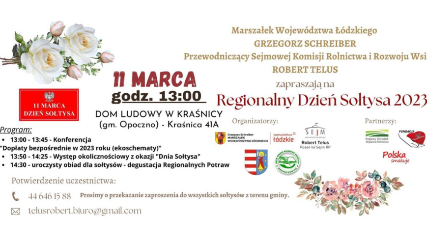 Zaproszenie na Regionalny Dzień Sołtysa 2023 w Kraśnicy