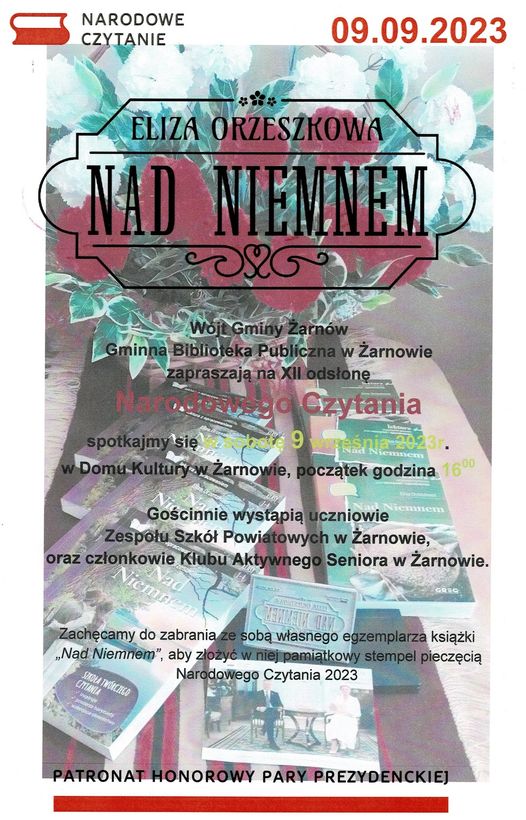 Plakat Narodowe Czytanie 2023 Biblioteka Żarnów