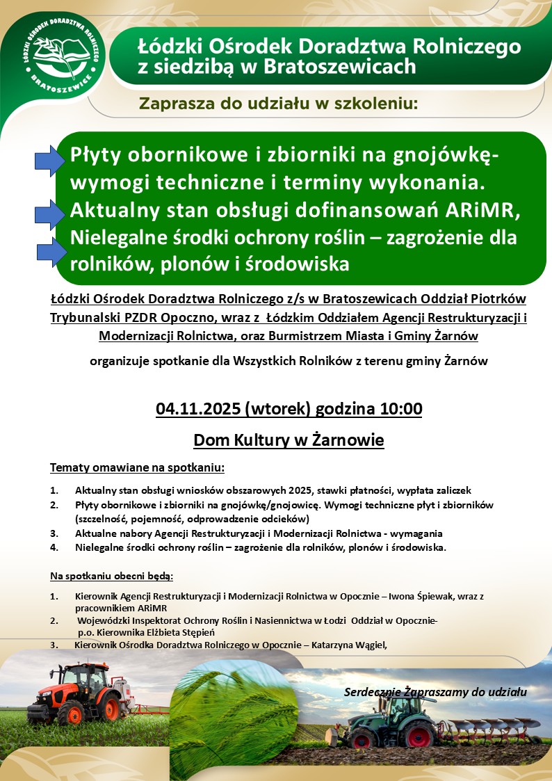 Zaproszenie na szkolenie w Żarnowie